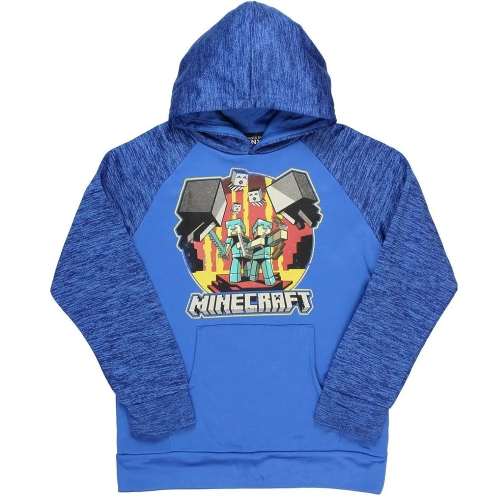 Minecraft Boys' Pullover Hoodie With Spacedye Sleeves